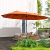 Outsunny 4.6m Large Garden Parasol Double-Sided Sun Umbrella Patio Market Canopy Shade Outdoor Orange - NO BASE