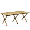 Outsunny Portable Camping Table, 4ft Aluminium Folding Table with Roll-Up Top, Picnic Table for Indoor, Outdoor, Party, BBQ, Beach, Natural Wood Effect