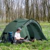 Outsunny Two-Man Camping Tent Dome Tent with Weatherproof Shell, Vestibule & Windows, for Fishing & Hiking, Green and Grey