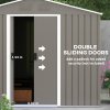 Outsunny 7.7 x 5.7ft Metal Garden Shed, Galvanised Outdoor Tool Storage House with Ventilation Slots and Sliding Doors, Light Grey