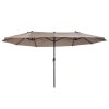 Outsunny 4.6m Large Garden Parasol Double-Sided Sun Umbrella Patio Market Canopy Shade Outdoor Tan - NO BASE