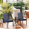 Outsunny 3-Piece Patio Bistro Set, 5-Position Adjustable Recliner Garden Chairs and Tempered Glass Table, Garden Furniture Set with Cushions, High Back, Armrests, Metal Frame for Balcony Patio, Blue