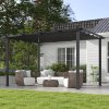 Outsunny 3 x 4m Pergola with Retractable Roof, Aluminium Frame Garden Gazebo Canopy Outdoor Sun Shade Shelter for Grill, Patio, Deck, Dark Grey