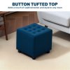 HOMCOM Small Footstool Ottoman, Velvet Footrest, Square Foot Stool with Rubber Wood Legs and Padded Seat for Living Room, Bedroom, Entryway, 35 x 35 x 35cm