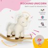 AIYAPLAY Rocking Horse, Kids Ride On Horse with Unicorn Design, Sounds, Plush Ride On Toy for Ages 2-4 Years, White
