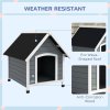 PawHut Wooden Dog House Outdoor, Dog Kennel with Removable Floor, Elevated Pet Shelter, Anti-Corrosion Wood, for Small Medium Dogs, 82H x 75W x 88Dcm - Grey