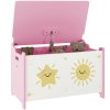 AIYAPLAY Toy Box with Lid, Toy Chest with Safety Hinges for Kids Boys Girls, Kids Storage Box for Living Room, Playroom, Nursery, Bedroom, Pink