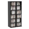 HOMCOM 204 CD Media Display Shelf Unit Set of 2 Blu-Ray Tower Rack w/ Adjustable Shelves Bookcase Storage Organiser, Black