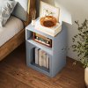 HOMCOM Bedside Table, Modern Bedside Cabinet with 2 Open Compartments and Unique Arch Design, Side Table for Living Room, Bedroom, Grey