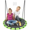 AIYAPLAY Kids Nest Swing Seat, Hanging Set with Height Adjustable Ropes for Kids, 100cm Diameter Round Saucer Swing Chair for Outdoor, Garden, Black/Green