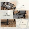 Outsunny 3 Pieces Garden Bistro Set, Folding Table and Chairs Set, Metal Garden Furniture Set with Cup Holders for Outdoor, Patio, Balcony, Dark Grey