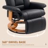 HOMCOM Manual Recliner Chair with Footrest, Upholstered Reclining Armchair with Adjustable Backrest and Steel Frame, PU Leather Swivel Chair for Living Room, Bedroom, Black