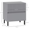 HOMCOM Bedside Table, Side Table with 2 Drawers, Bedside Cabinet with Storage and Steel Legs for Bedroom, Living Room, Grey