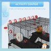 PawHut Large Hamster Cage, Gerbil Cage with Deep Glass Bottom, Tunnels, Non-Slip Ramps, Exercise Wheels, Water Bottle, Dish, 78.5 x 48.5 x 57cm