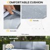 Outsunny 5 Pieces PE Rattan Garden Furniture Set, 4 Seater Garden Corner Sofa Set with Glass Coffee Table, Wicker Outdoor Furniture Set with Cushions for Patio Deck, Grey