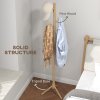 HOMCOM Coat Rack, Freestanding Coat Stand with 8 Hooks and Wooden Frame for Clothes, Bags, Hat Stand for Entryway, Hallway, Bedroom, Living Room