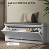 HOMCOM Shoe Bench, Entryway Bench with Flip Drawer, Seating Cushion and Adjustable Shelf for 10 Pairs of Shoes for Hallway, White