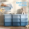 HOMCOM Kids Storage Units with 9 Drawers 3 Tier Chest Vertical Dresser Tower Toy Organiser for Nursery Playroom Kindergarten Blue