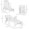 Outsunny Folding Sun Lounger with Wheels, 5-Position Adjustable Outdoor Deck Chair Furniture, Garden Beach Patio Pool Lounger Recliner Seat, White