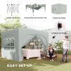 Outsunny 3 x 3(m) Pop Up Gazebo with Sides and Carry Bag, UPF50+, Height Adjustable Party Tent Instant Event Shelter for Garden, Outdoor, Patio, Light Grey
