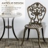 Outsunny 3 Piece Cast Aluminium Garden Bistro Set for 2 with Parasol Hole, Outdoor Coffee Table Set, Two Armless Chairs and Round Coffee Table for Balcony, Patio, Bronze