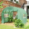 Outsunny 3 x 3 x 2m Polytunnel Greenhouse with Doors and Mesh Windows, Walk-in Grow House Tent with UV-resistant PE Cover and Steel Frame, Green