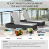 Outsunny PE Rattan Sun Loungers Set of 2, Five-level Adjustable Recliner Chairs w/ Soft Padded Cushion for Patio, Garden, Mixed Brown