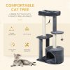 PawHut 100cm Cat Tree for Indoor Cats, Cat Tower Condo for Kittens with Cat House Sisal Scratching Posts, Hanging Ball Toys, Perches - Grey