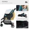 PawHut Dog Pram with Rain Cover Pet Stroller, Foldable Dog Pushchair for Small and Miniature Dogs, Cats - Dark Green
