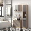 HOMCOM Narrow Bathroom Cabinet, Slim Bathroom Storage Unit with Open Compartment, Freestanding Storage Cupboard with Adjustable Shelves for Small Spaces, 30 x 24 x 170 cm