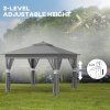 Outsunny 3 x 3(m) Pop Up Gazebo with Sides, 20 Solar-Powered LED Lights, Netting, Roller Bag, 4 Weight Bags, Marquee Party Tent, Height Adjustable Instant Event Shelter, Grey