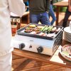 Outsunny Gas Plancha Grill with 2 Stainless Steel Burners, 4.8kW, Portable Tabletop Gas BBQ with Non-Stick Griddle for Camping, Picnic, Garden, Party, Festival, Silver Tone