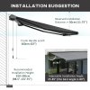 Outsunny 3x2.5m LED Light Full Cassette Case Electric/Manual Awning Door Window Sun Shade Patio Canopy Retractable w/ Remote Grey
