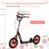 AIYAPLAY Kids Scooter, Big Wheel Kick Scooter with Adjustable Height Handlebar, Non-slip Footplate, Rear Brake, Kickstand, for Kids 6-12 Years Old, Red