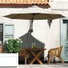 Outsunny 3 M Wall Mounted Garden Parasol Umbrella with Rotate, Outdoor Market Umbrella Sun Shade Canopy with 8 Ribs, Khaki