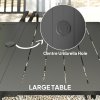 Outsunny 7 Pieces Patio Dining Set, 6 Seater Outdoor Table and Stackable Chairs with Umbrella Hole, Galvanised Steel Frame, Space Saving, for Poolside, Garden, Black