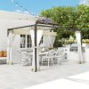 Outsunny 3 x 4 m Pergola with Retractable Roof Canopy and Netting Sidewalls, Aluminium Frame Garden Gazebo Outdoor Sun Shade Shelter for Grill, Patio, Deck, Khaki