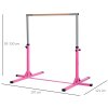 HOMCOM Height Adjustable Gymnastics Horizontal Bar For Kids Home Gym Training Children Junior Kip High Bar Fitness, Pink