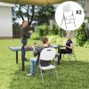 Outsunny Folding Chair Set of 2 with Steel Frame, Outdoor Chair Set with HDPE Backrest, Seat and Handles for Mobility, Garden Chair Set for Patio Deck Balcony, White