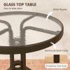 Outsunny 3 Pieces Patio Bistro Set, Garden Furniture Set with Stackable Chairs, Tempered Glass Table, Rust Resistant for Outdoor, Balcony, Patio, Garden, Dark Brown