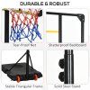 SPORTNOW Height Adjustable, Basketball Hoop and Stand with Firm Backboard and Weighted Base, Portable on Wheels, 1.8-2.1m, Yellow