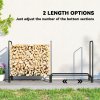 Outsunny Firewood Rack with Waterproof Cover, Heavy Duty Metal Log Store Indoors, Log Storage Holder for Outdoor Indoor Fireplace, 200 x 36 x 99 cm, Dark Green