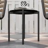 Outsunny 3 Pieces Rattan Bistro Set, Wicker Garden Furniture Set with Washable Seat and Back Cushions, Glass Top Coffee Table, for Outdoor, Patio, Black