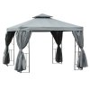 Outsunny 3 x 3 m Garden Gazebo Double Roof Marquee Patio Wedding Party Tent Canopy Shelter with Sidewalls (Dark Grey)
