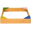 Outsunny Kids Wooden Sand Pit, Children Sandbox w/ Non-Woven Fabric, Four Seats, for Gardens, Playgrounds, 109 x 109 x 20cm - Natural Wood Effect