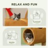 PawHut Cat Tree, 98cm Deer-Designed Cat Tower for Indoor Cats, Kittens, with Scratching Posts, Toy Ball, Tunnel, Brown