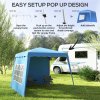 Outsunny 2.4 x 2.4m Pop Up Gazebo Canopy Tent with 2 Sidewalls and Carry Bag, Height Adjustable, UV50+ Party Tent Event Shelter for Garden, Patio, Blue
