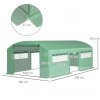 Outsunny 6 x 3 x 2m Polytunnel Greenhouse with 3 Roll-up Doors and Mesh Windows, Walk-in Garden Tunnel Warm House Tent with UV-resistant PE Cover and Galvanised Steel Frame, Green