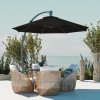 Outsunny 3(m) Garden Cantilever Parasol, Round Overhanging Umbrella with Crank Handle, Cross Base, Aluminium Frame and 360 Rotation, Banana Patio Umbrella for Outdoor Sun Shade, Black