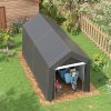 Outsunny 2.1 x 3.6 (m) Garden Storage Tent, Portable Shed with Heavy Duty Galvanised Steel Frame, Ventilation Window, Roll-up Zipper Door, for Bike, Motorbike, Garden Tools, Dark Grey